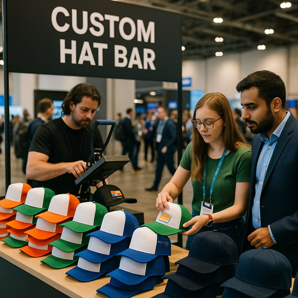Hat bar add-on booth next to the shirt bar